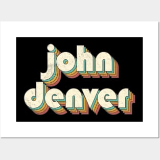 Retro Vintage Rainbow John Letters Distressed Style Posters and Art